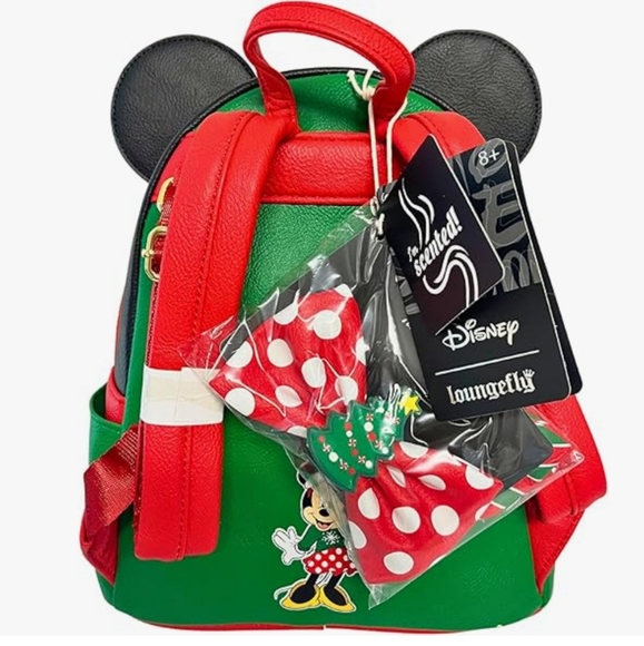 Loungefly 3 BOWS Scented NWT Hard Tag Backpack Minnie Mouse Christmas main image 13